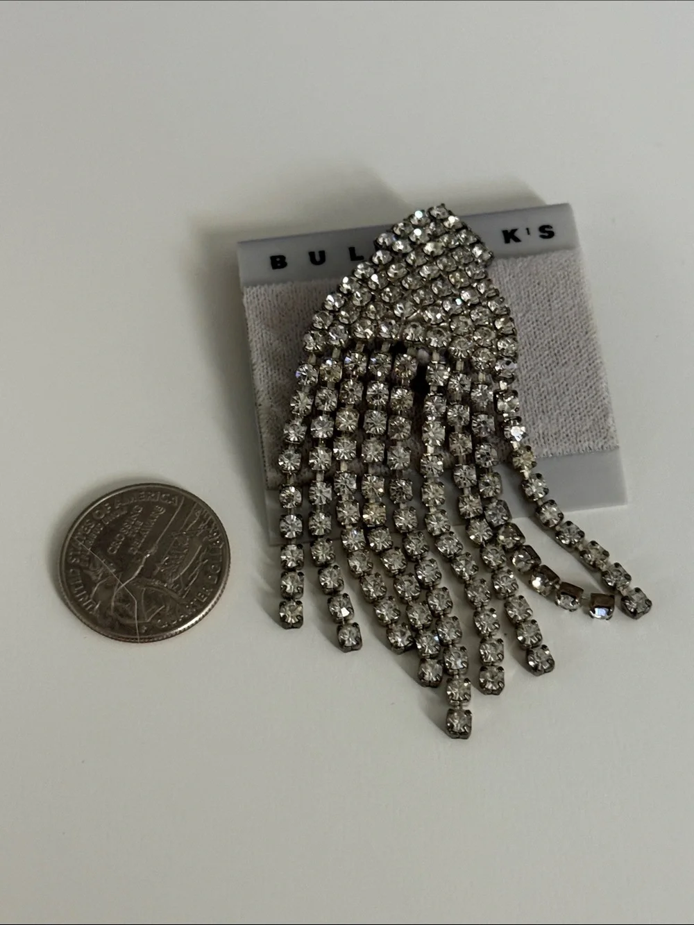 Bullocks department store Vintage long rhinestone fringe statement pin brooch
